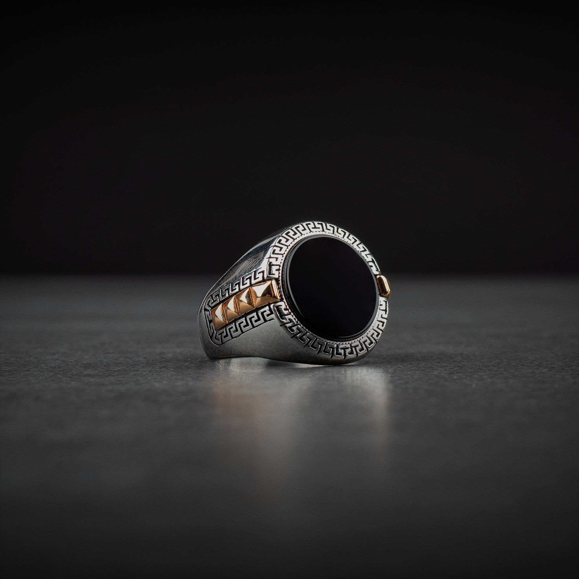 Men's Sterling Silver Ring with Black Onyx Stone
