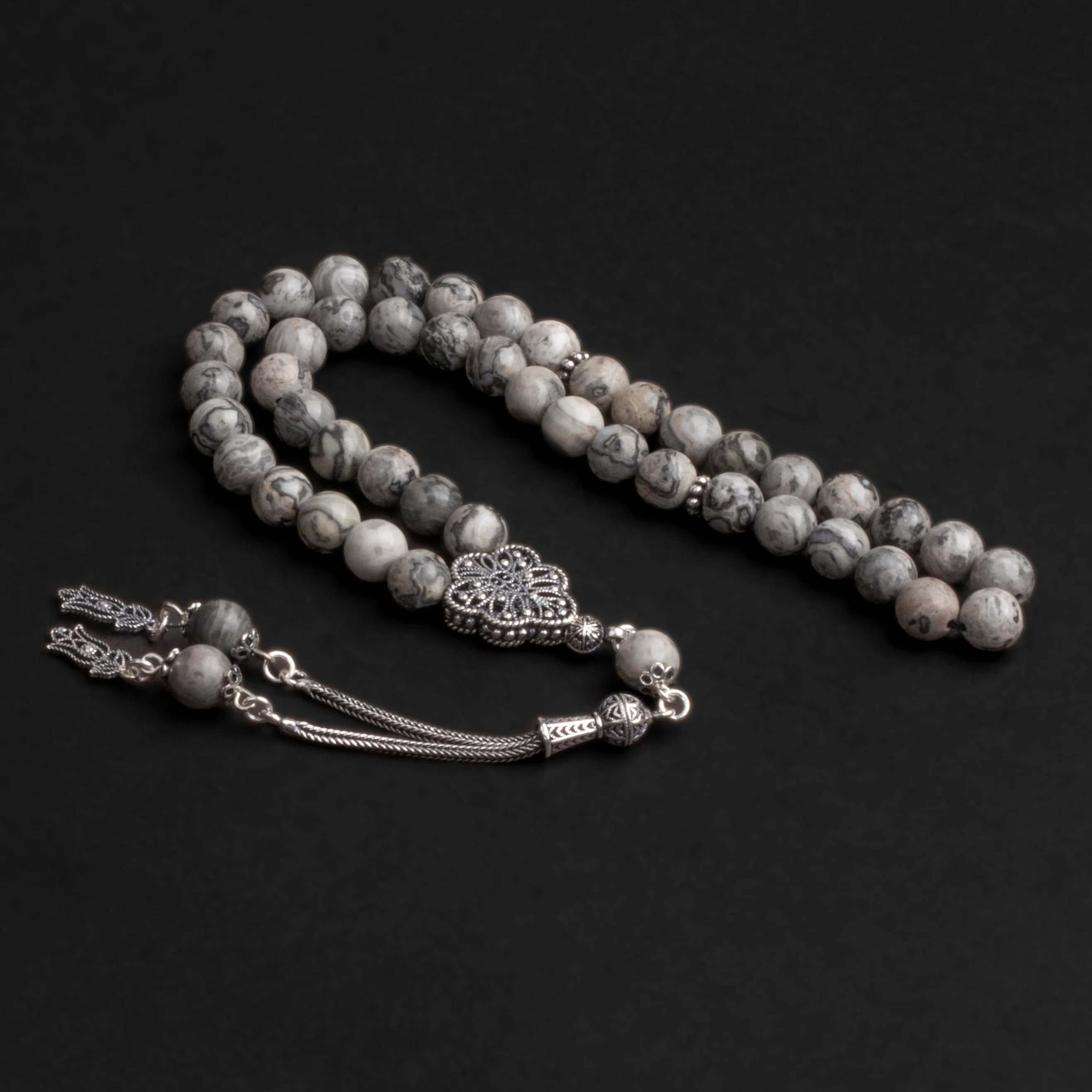 Jasper Stone Tasbih with Silver Bead (8 mm)