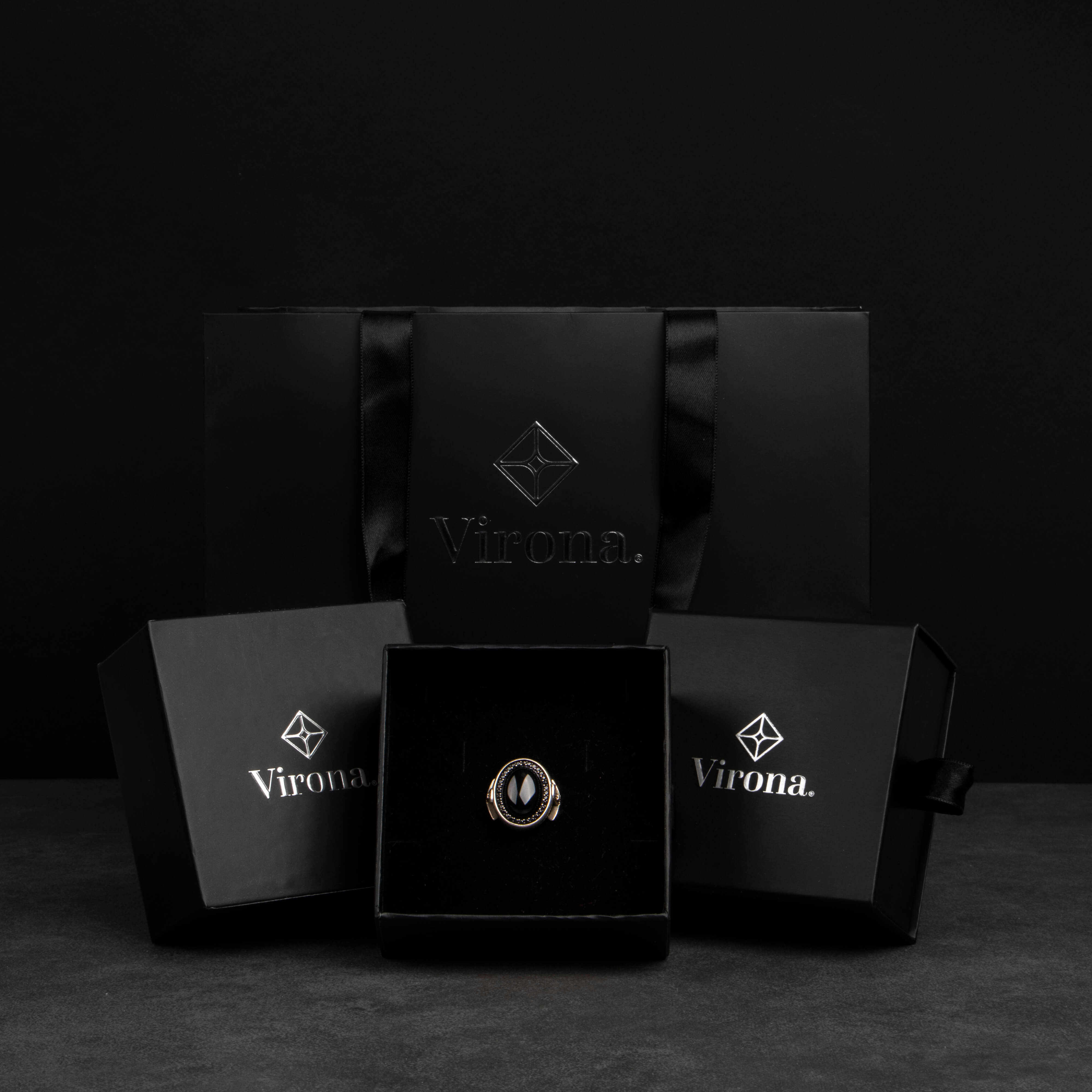 Men's Sterling Silver Ring with Black Onyx Stone