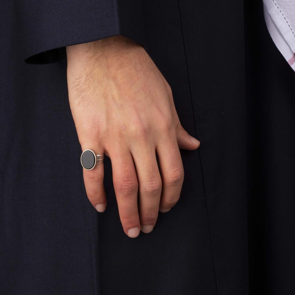 Men's Silver Ring with Black Onyx