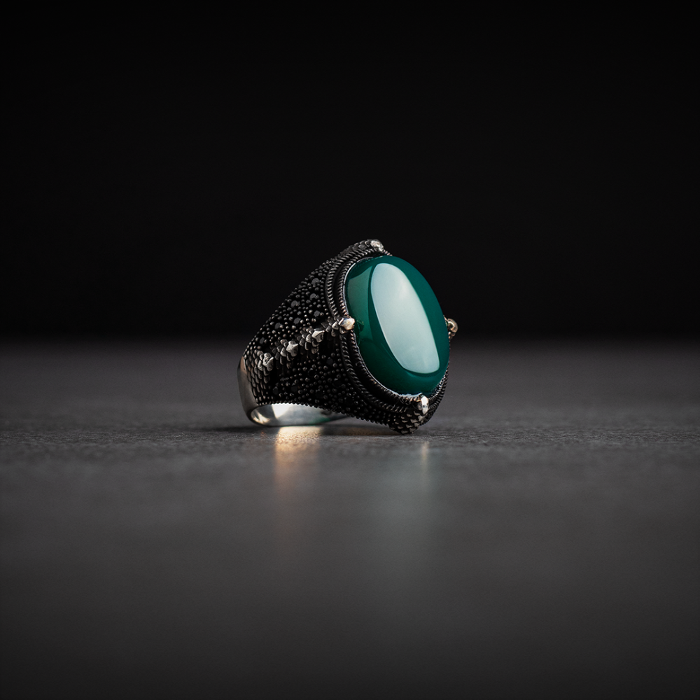 خاتم رجالي Green Agate