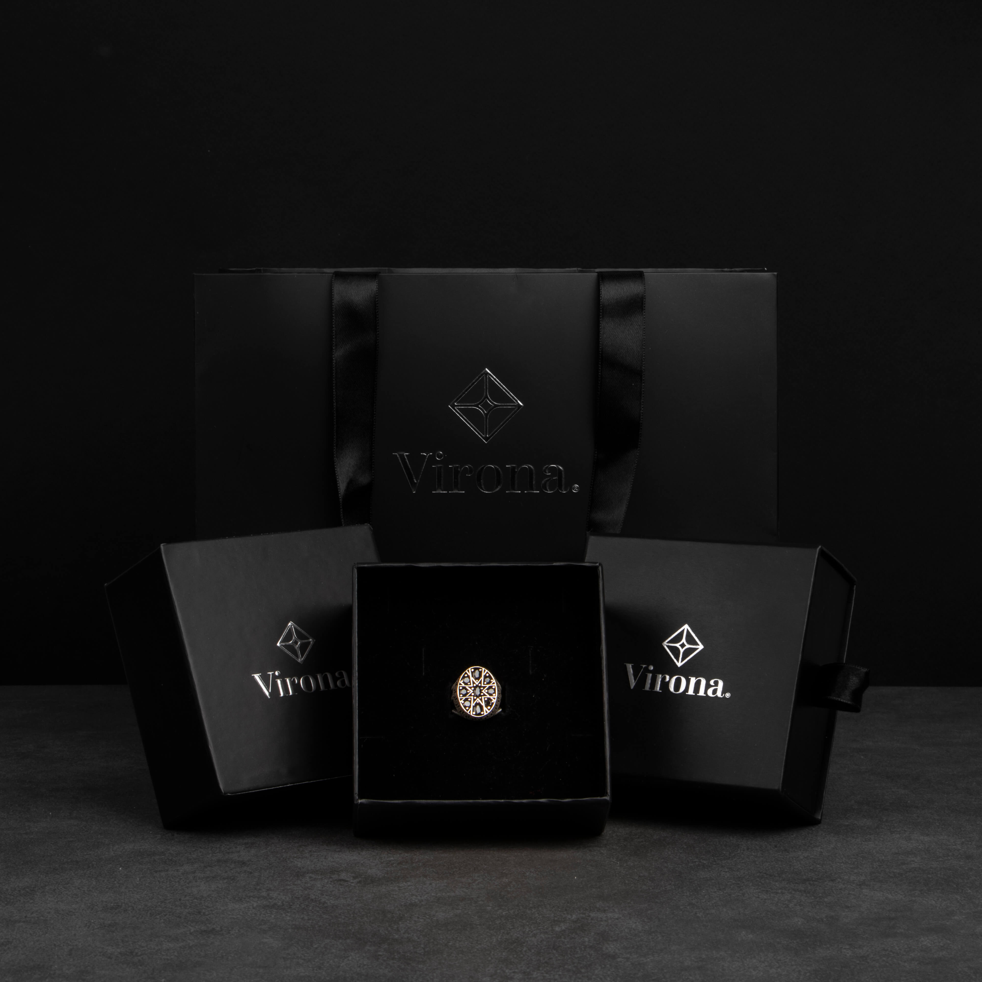 Siyah Zirkon Taşlı 925 Ayar Gümüş Erkek Yüzük