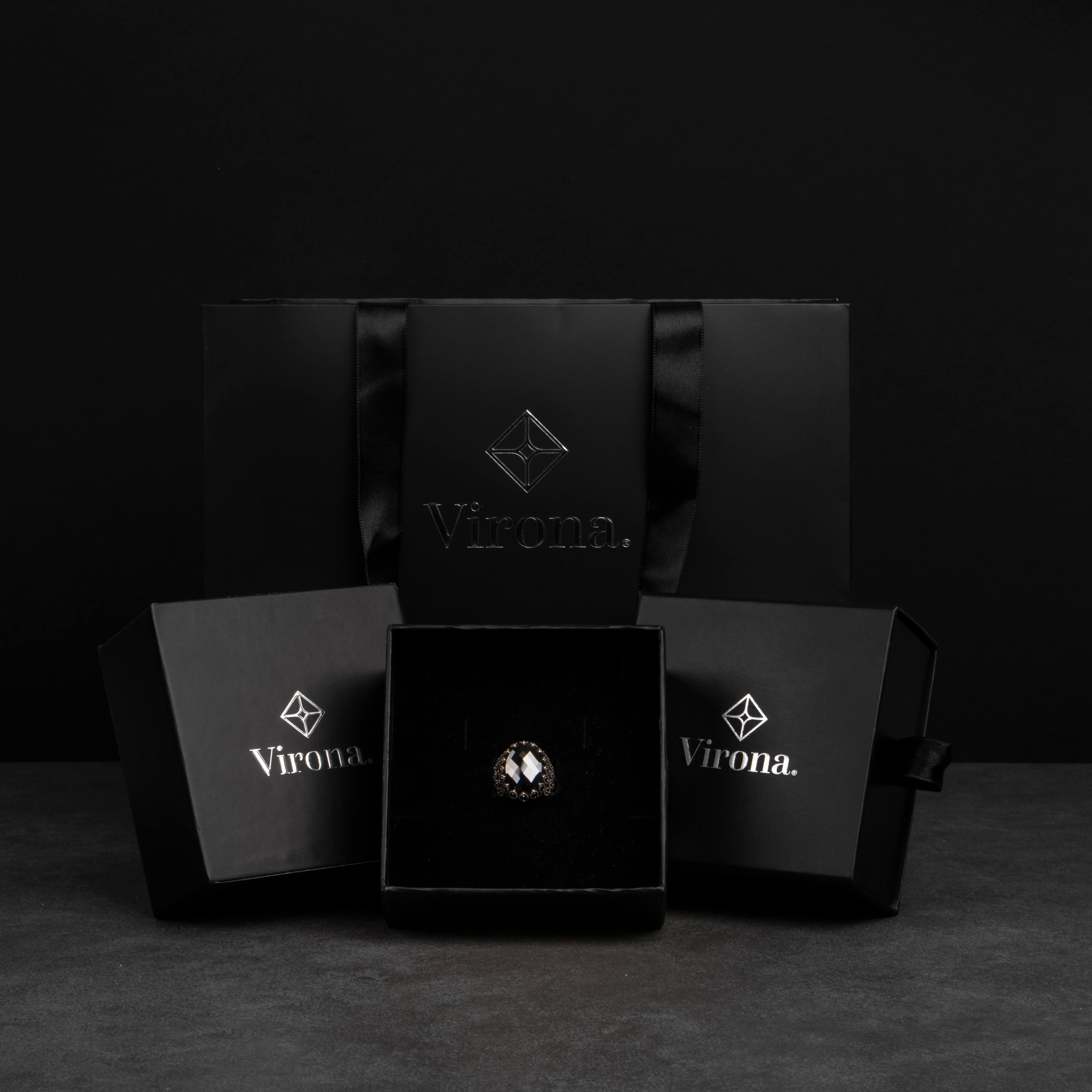 925 Ayar Gümüş Siyah Zirkon Taşlı Yüzük