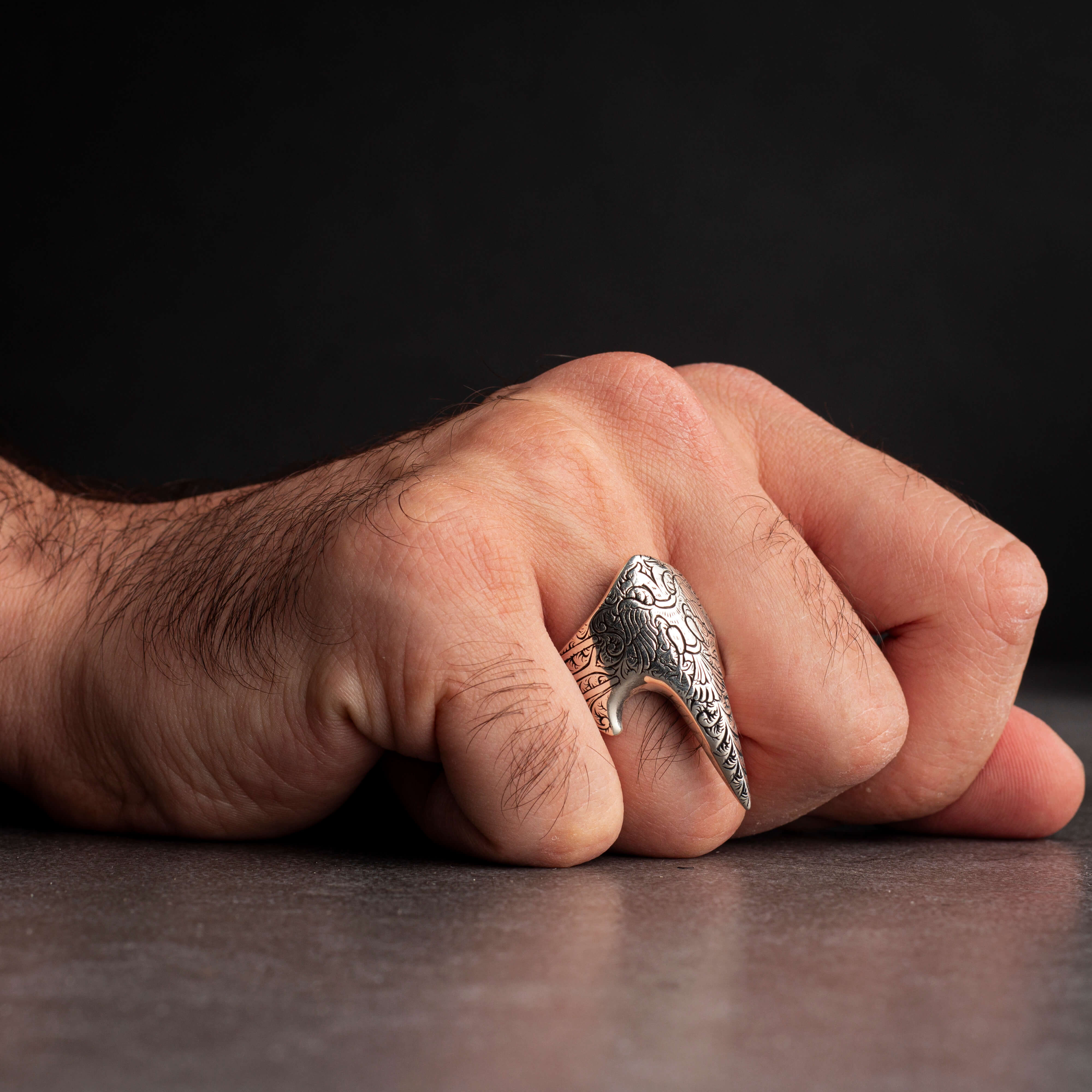 Men’s Sterling Silver Thumb Ring with Luxury Engravings
