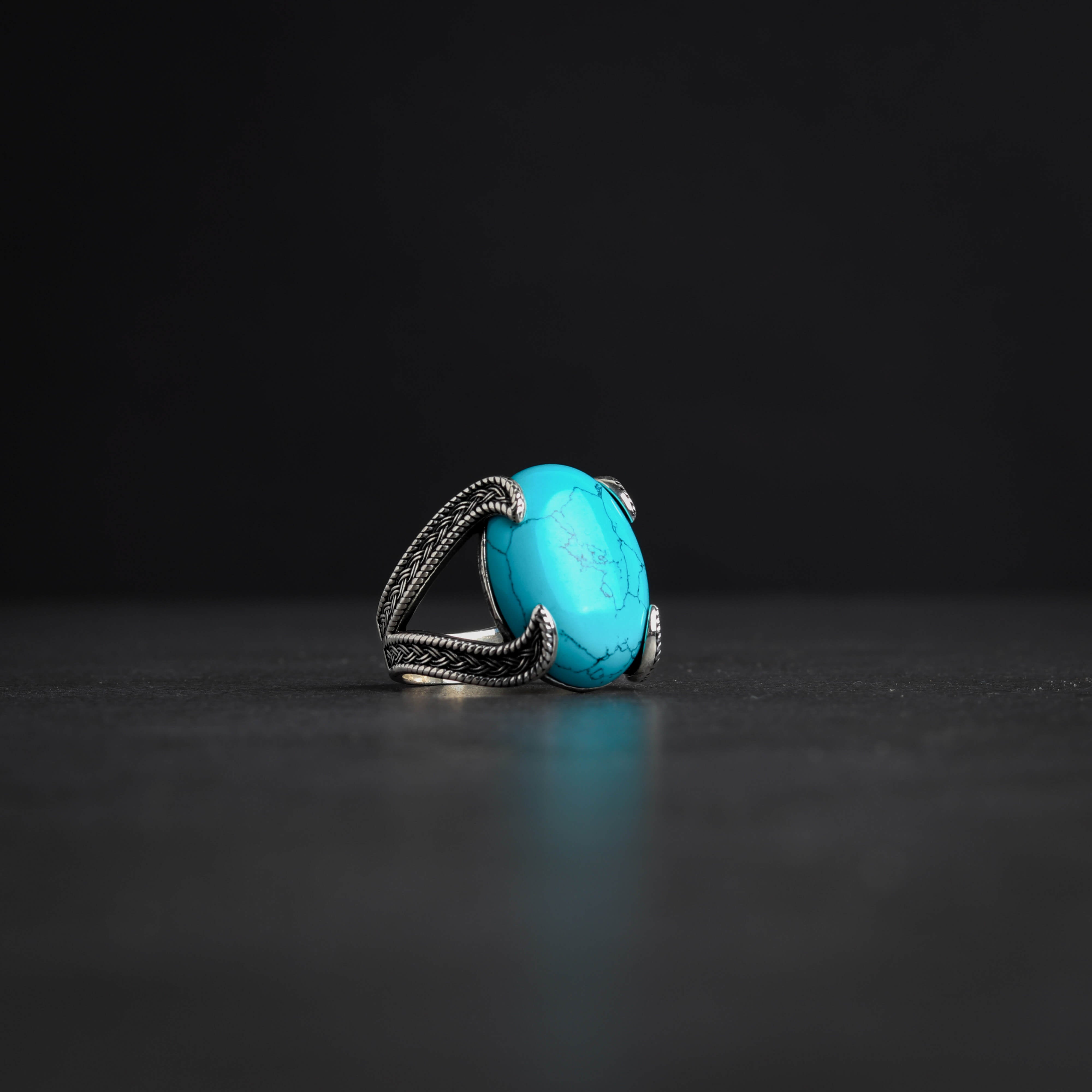 Men’s Sterling Silver Ring with Natural Fayrouz Stone