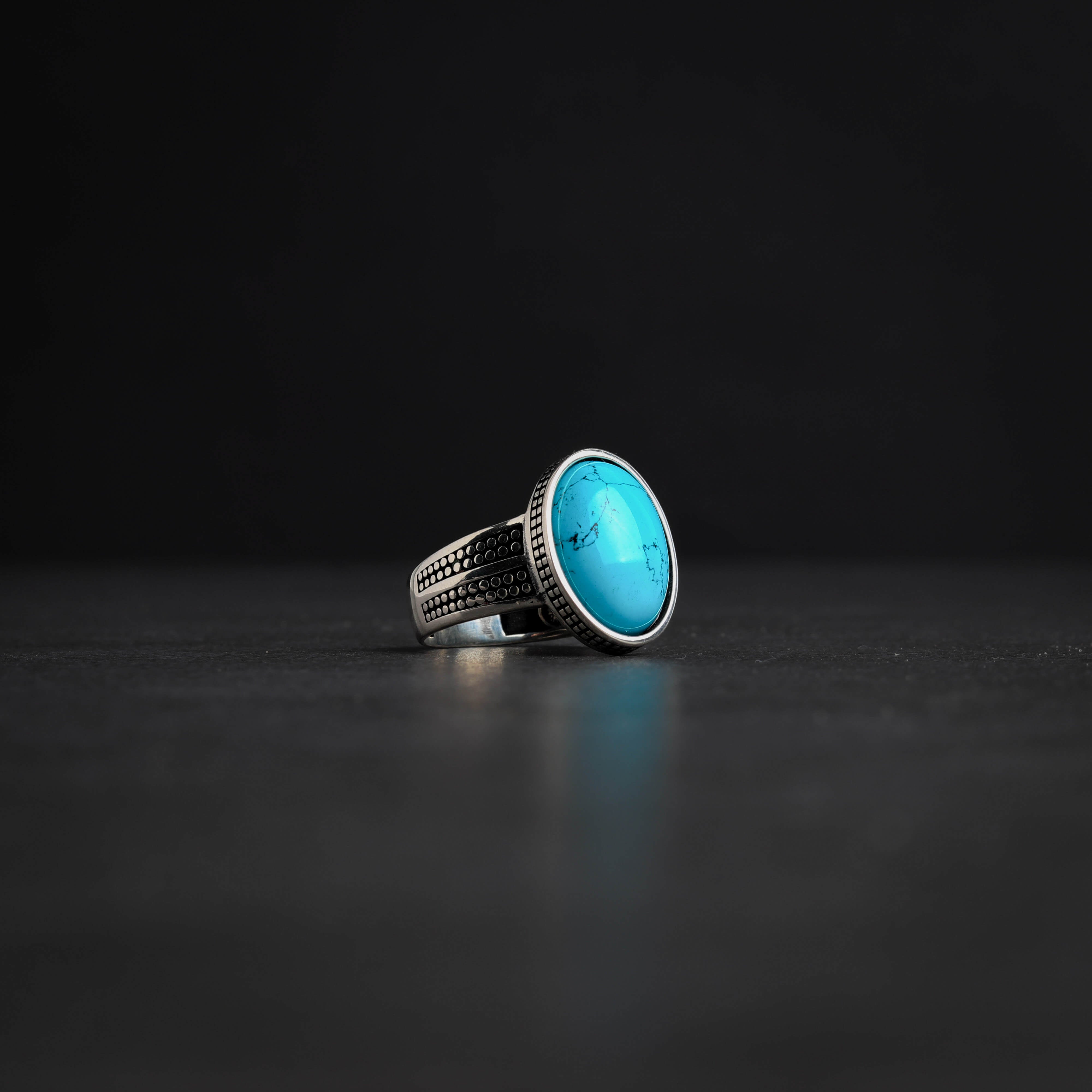 Men’s Sterling Silver Ring with Natural Fayrouz Stone