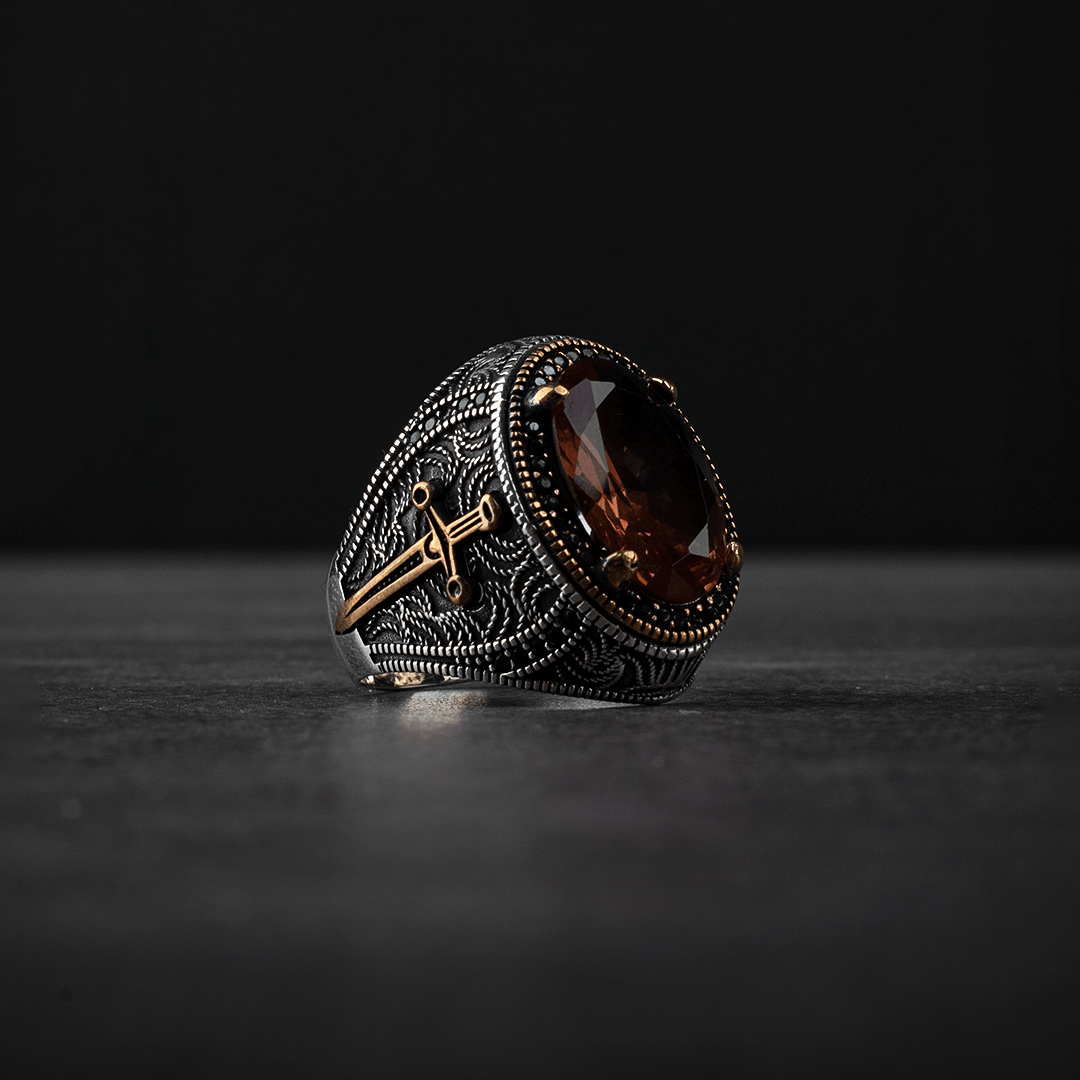 Sterling Silver Men's Ring with Moissanite Stone