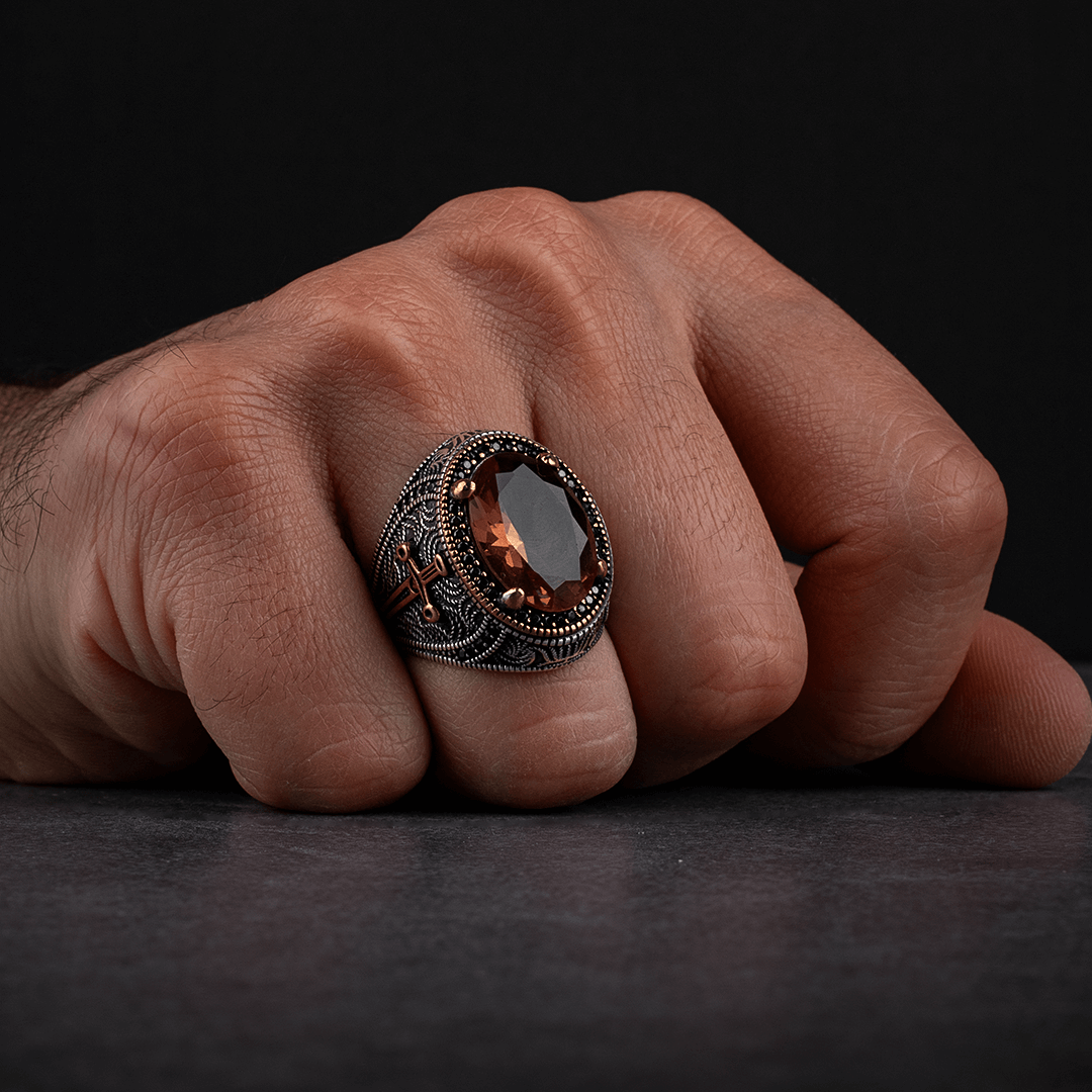 Sterling Silver Men's Ring with Moissanite Stone