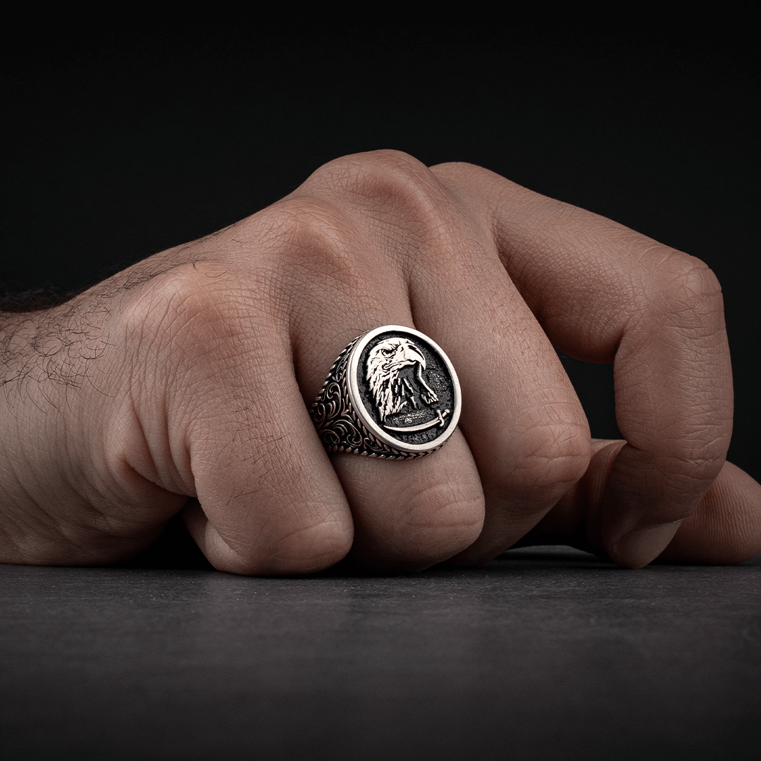 Kartal Başlı 925 Ayar Gümüş Yüzük