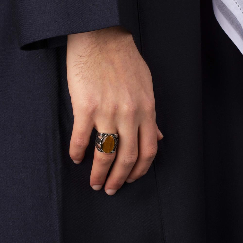 Men's Silver Ring with Tiger's Eye