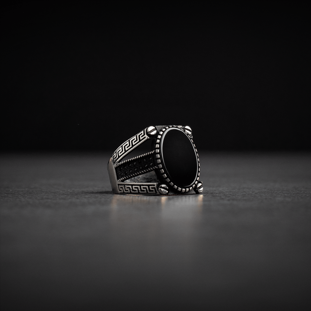 Men's Silver Ring with Black Onyx