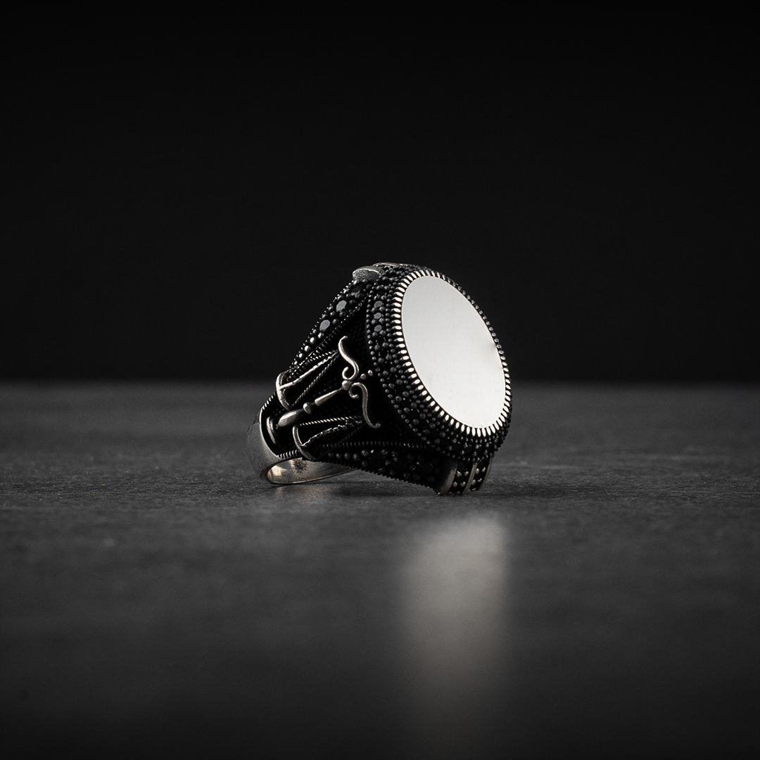 Men’s Sterling Silver Ring with Scale Engraving