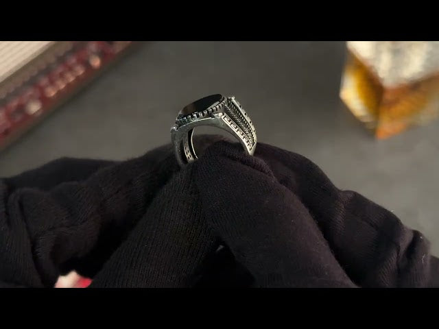 Men's Silver Ring with Black Onyx