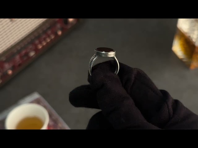 Men's Silver Ring with Red Agate