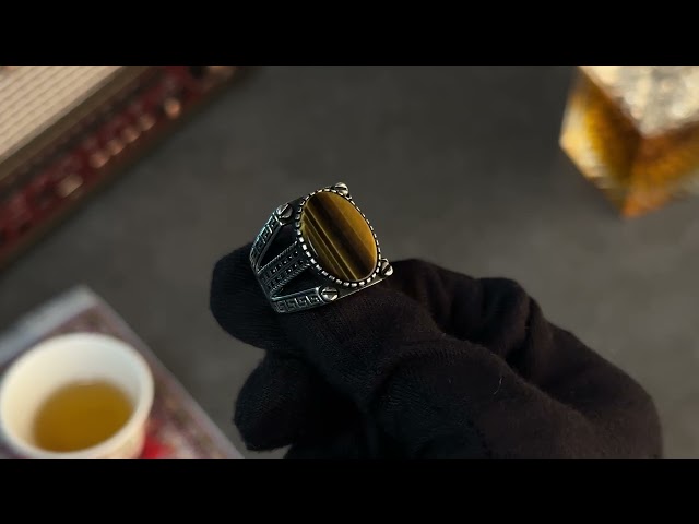 Men's Silver Ring with Tiger's Eye