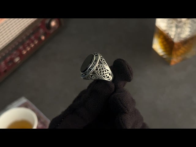 خاتم رجالي بحجر Black Onyx