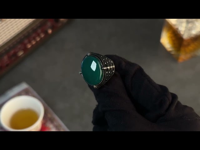 خاتم رجالي عقيق أخضر