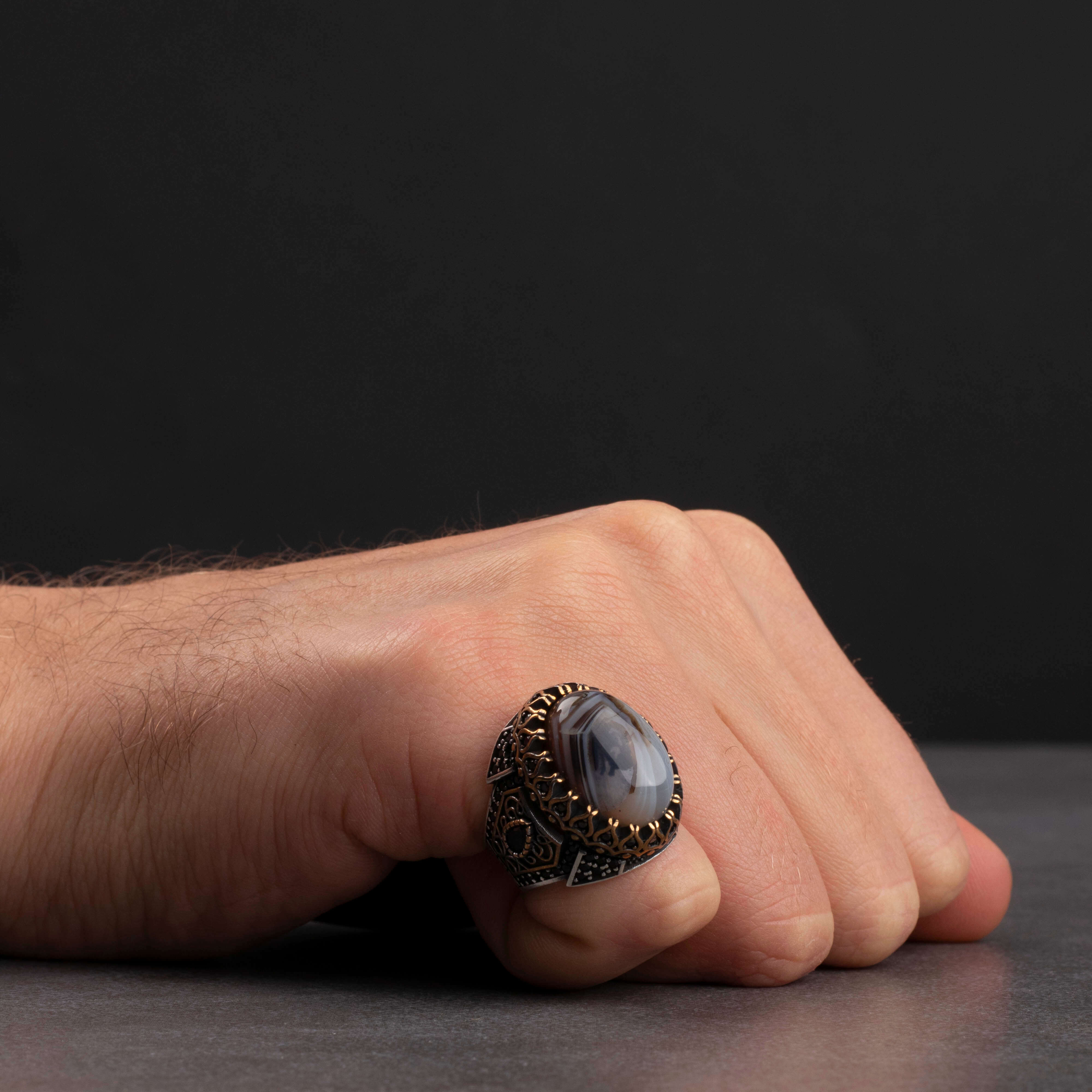 Erkek Lüks Kraliyet Tasarımlı 925 Ayar Gümüş Yüzük