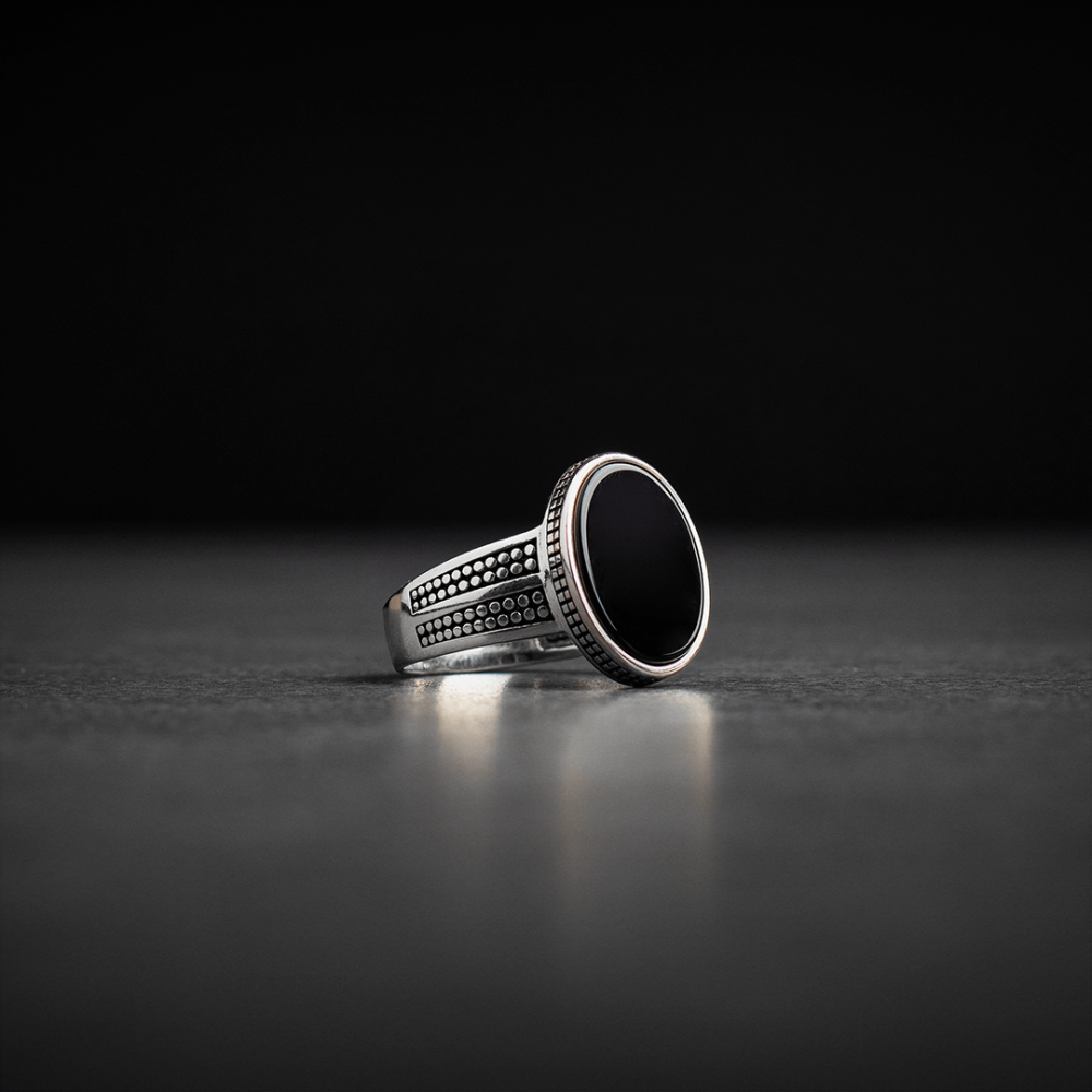 Men's Silver Ring with Black Onyx