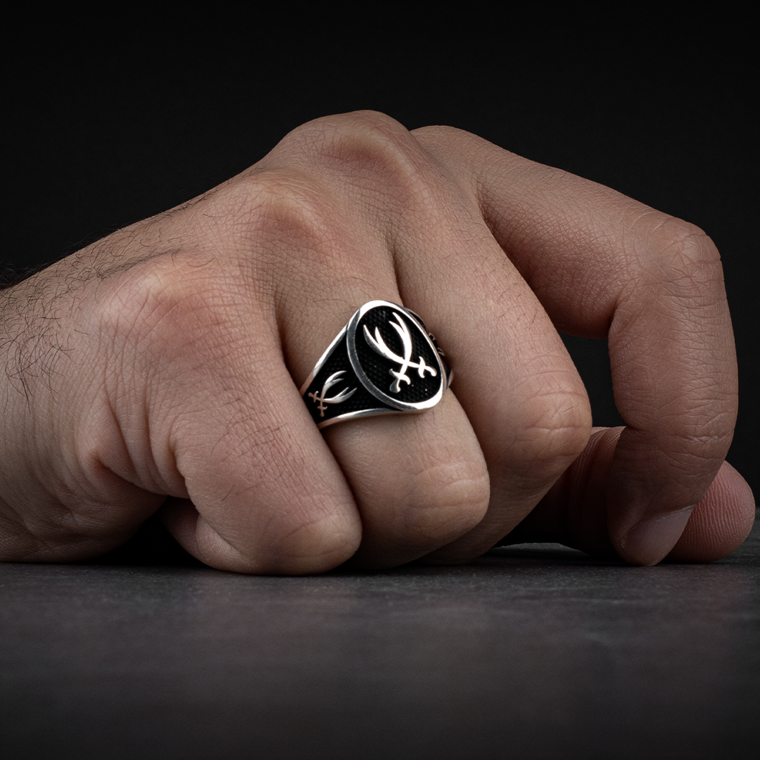 Zülfikar Kılıcı Desenli Erkek 925 Ayar Gümüş Yüzük