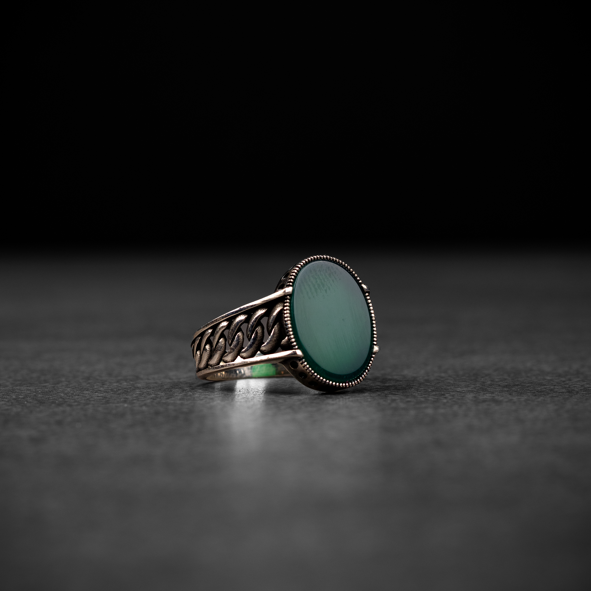 Men's silver ring with red agate stone