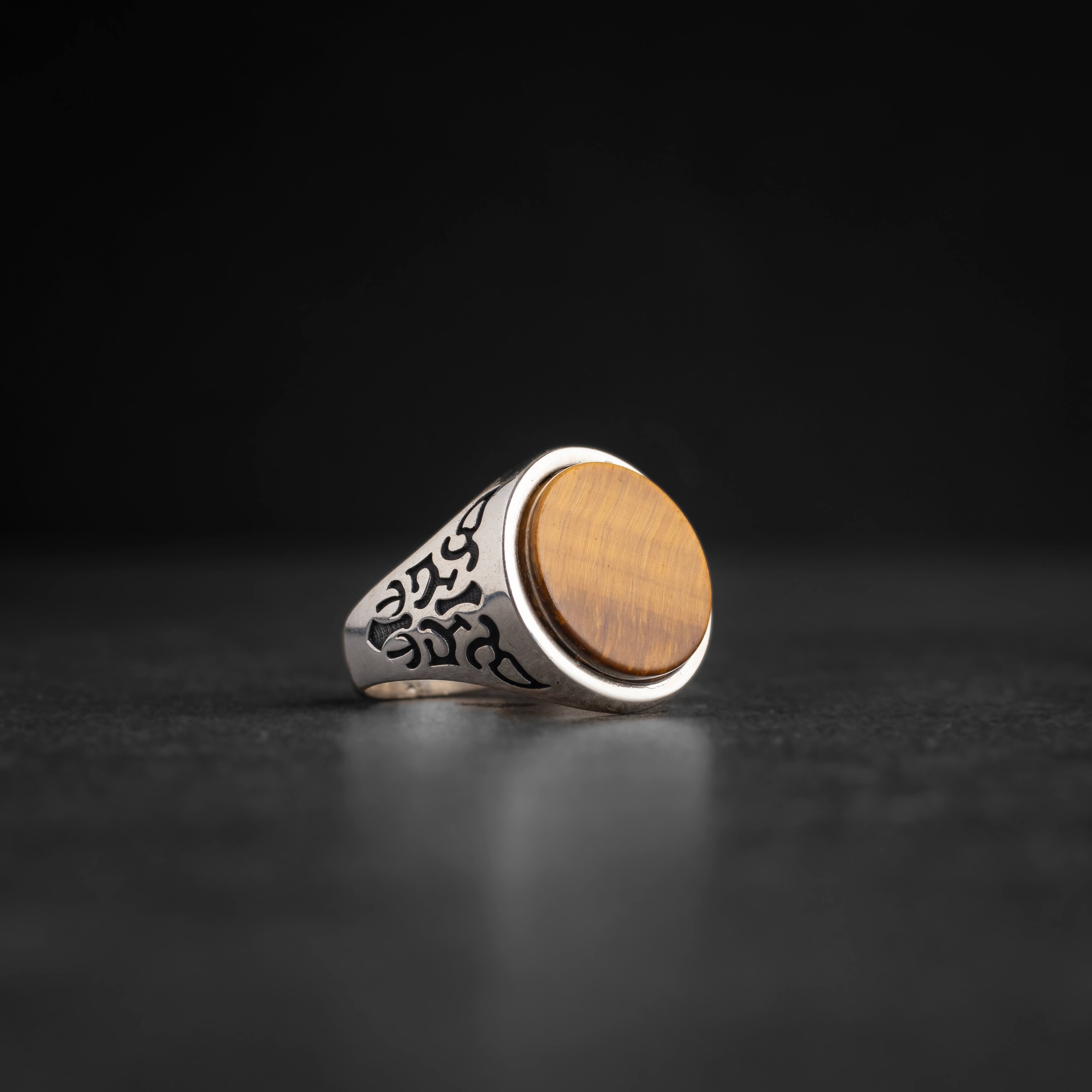 Men’s Sterling Silver Ring with Tiger Eye Stone