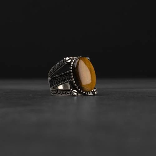 Men’s Sterling Silver Ring with Tiger Eye Stone