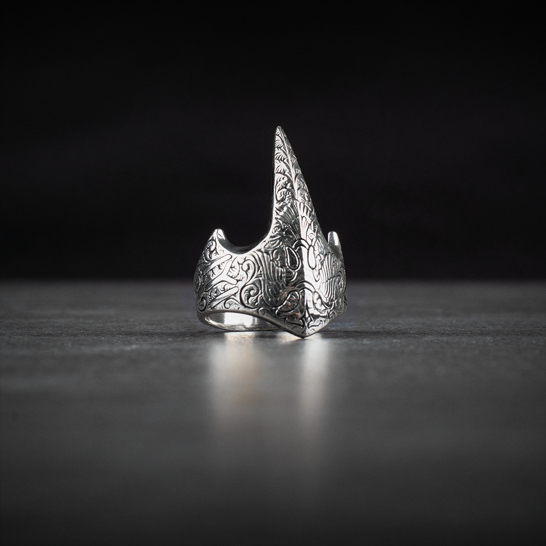 Men’s Sterling Silver Thumb Ring with Luxury Engravings