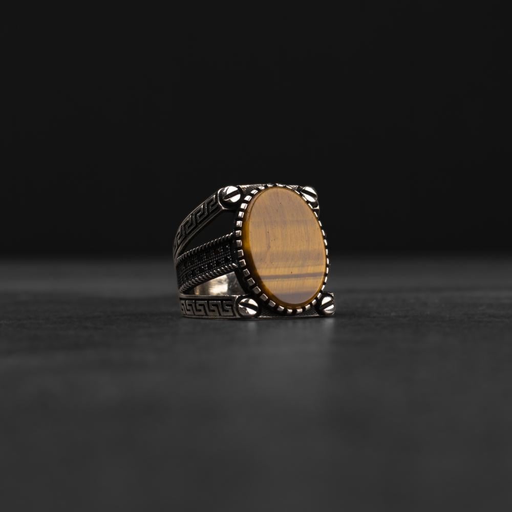 Men's Silver Ring with Tiger's Eye