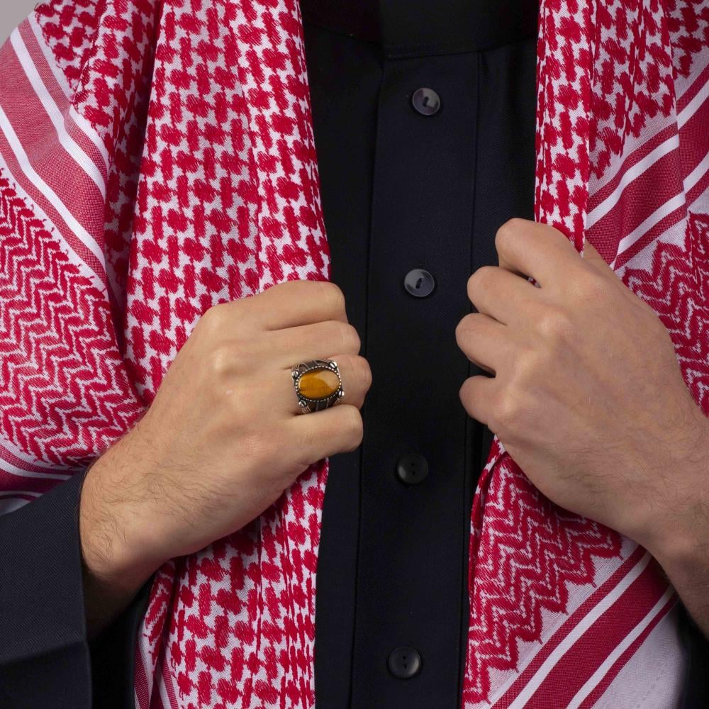 Men's Silver Ring with Tiger's Eye