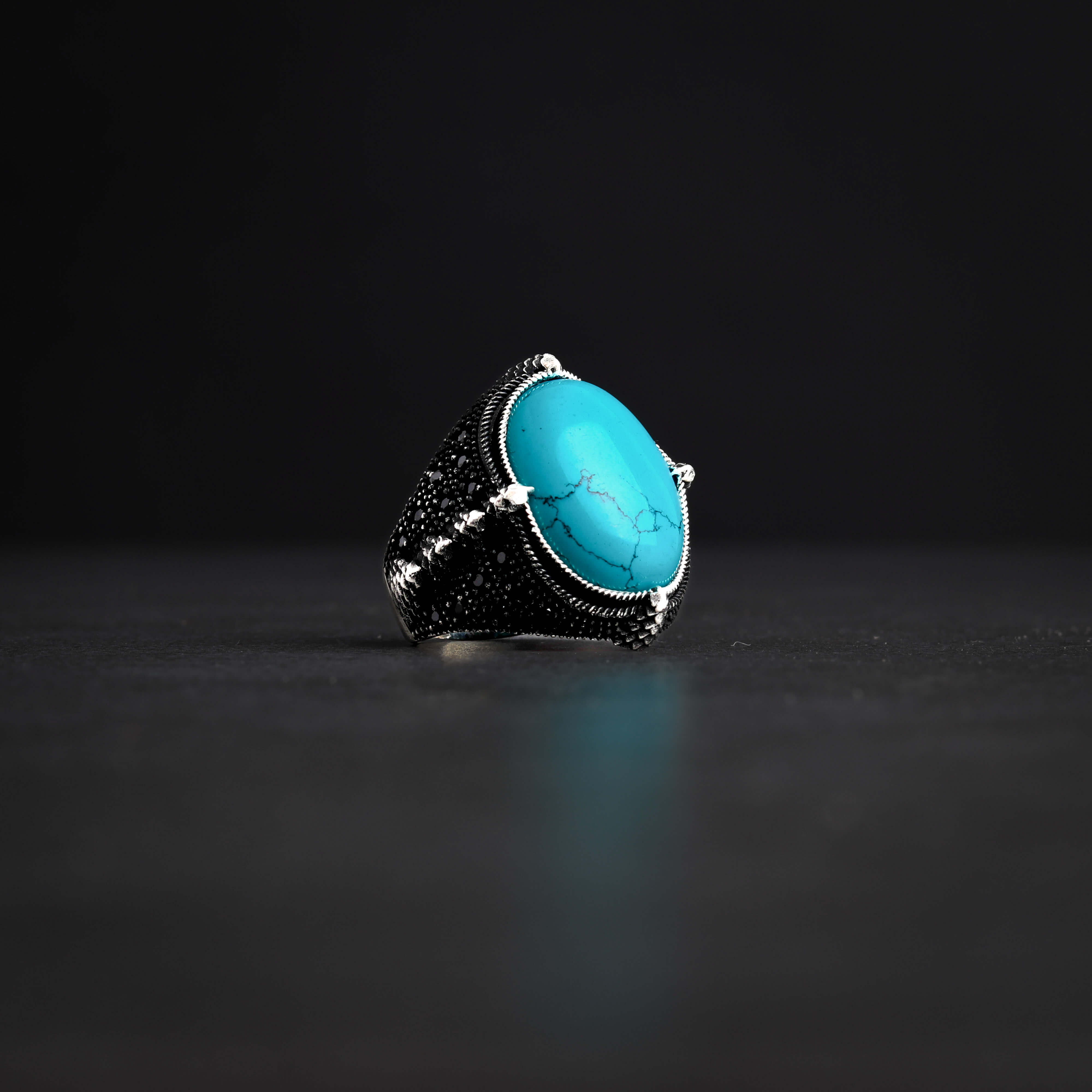 Men’s Sterling Silver Ring with Natural Fayrouz Stone