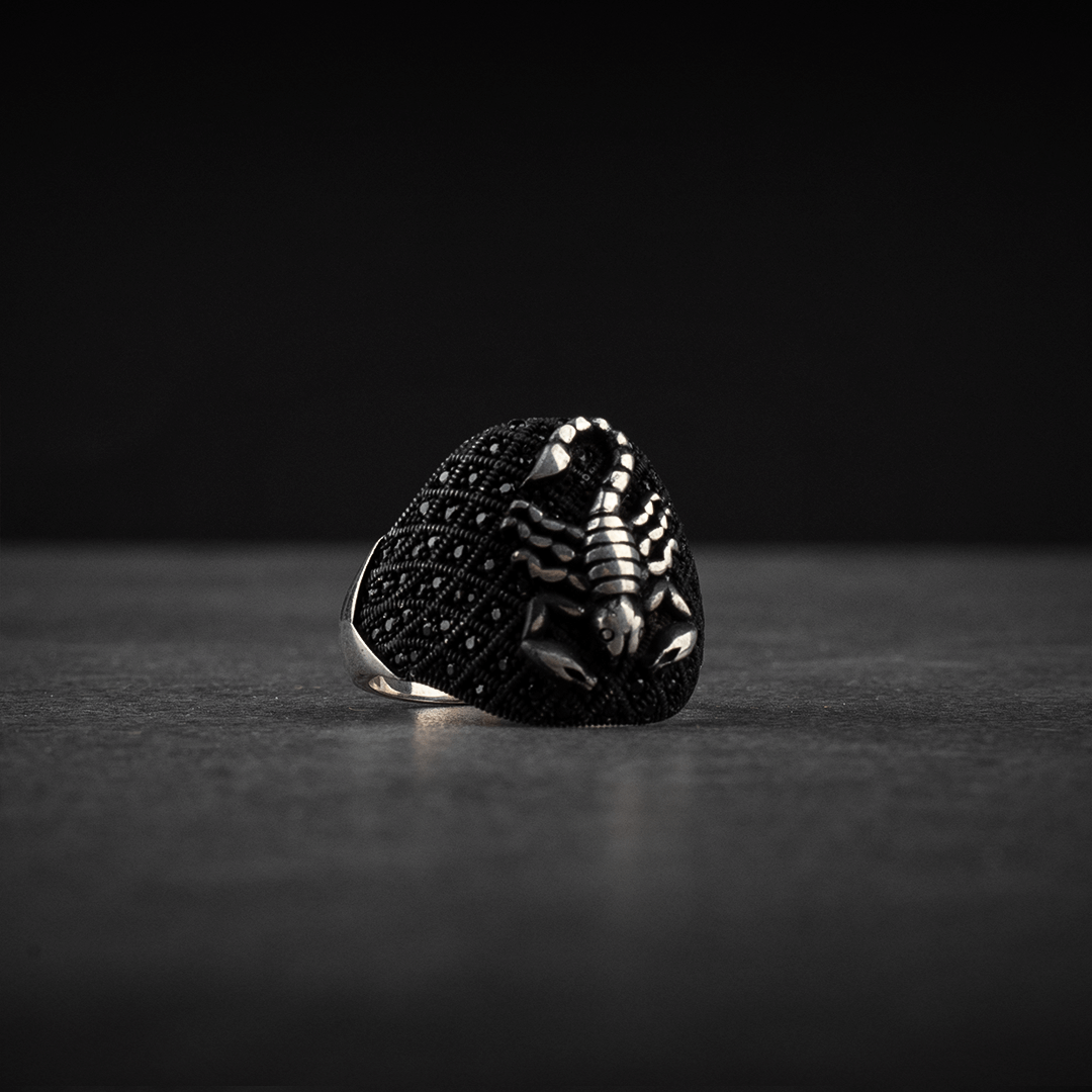 Sterling Silver Men's Ring with Luxury Scorpion Design