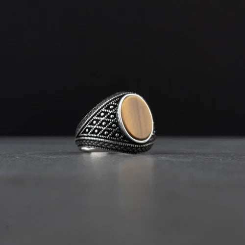 Men’s Sterling Silver Ring with Tiger Eye Stone