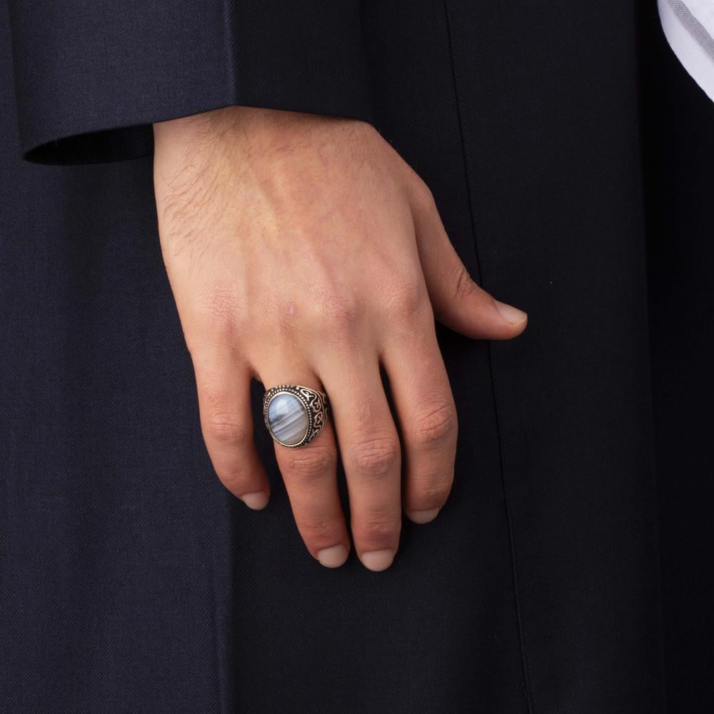 Men's Silver Ring with Color-Changing