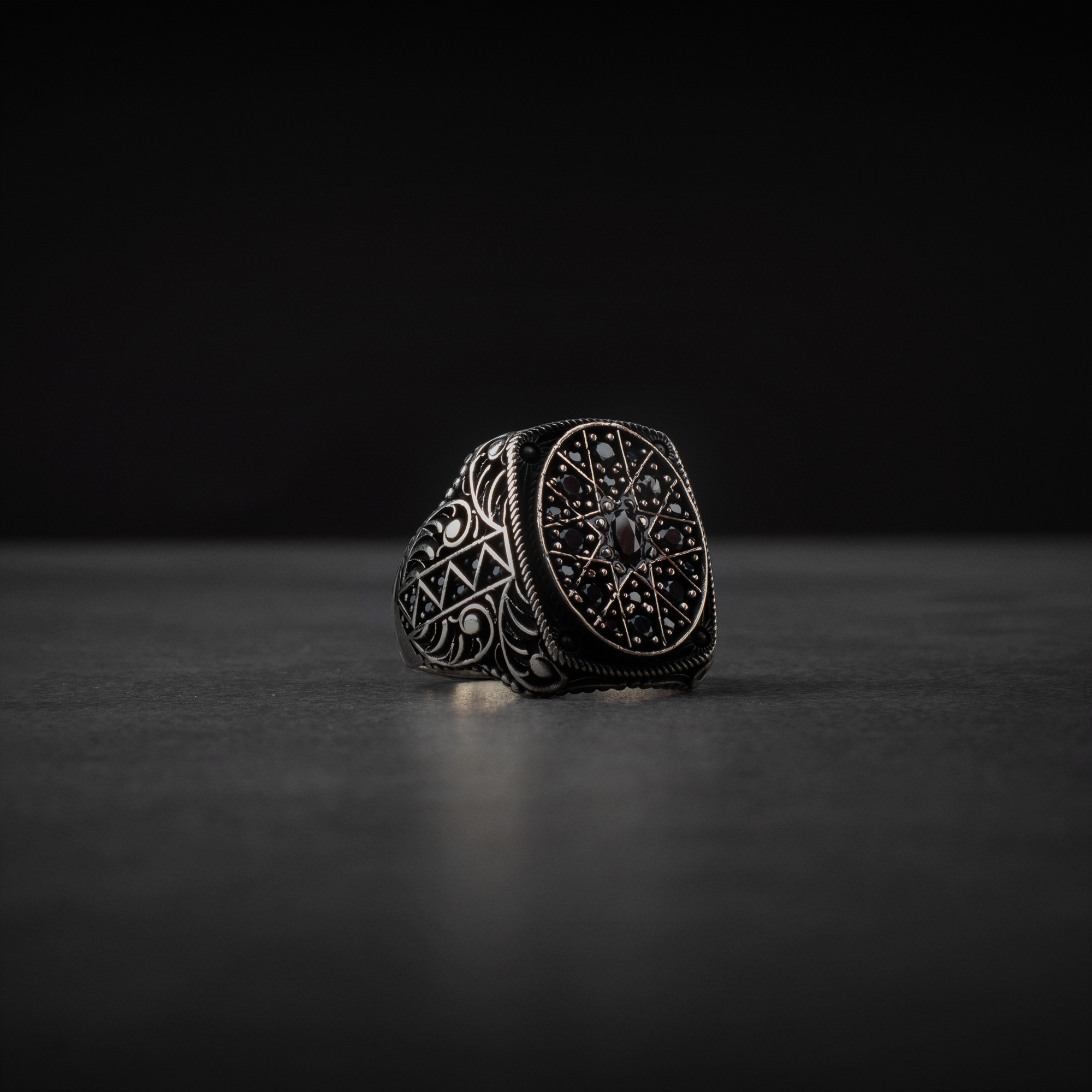 Men’s Sterling Silver Ring with Fine Luxury Engravings
