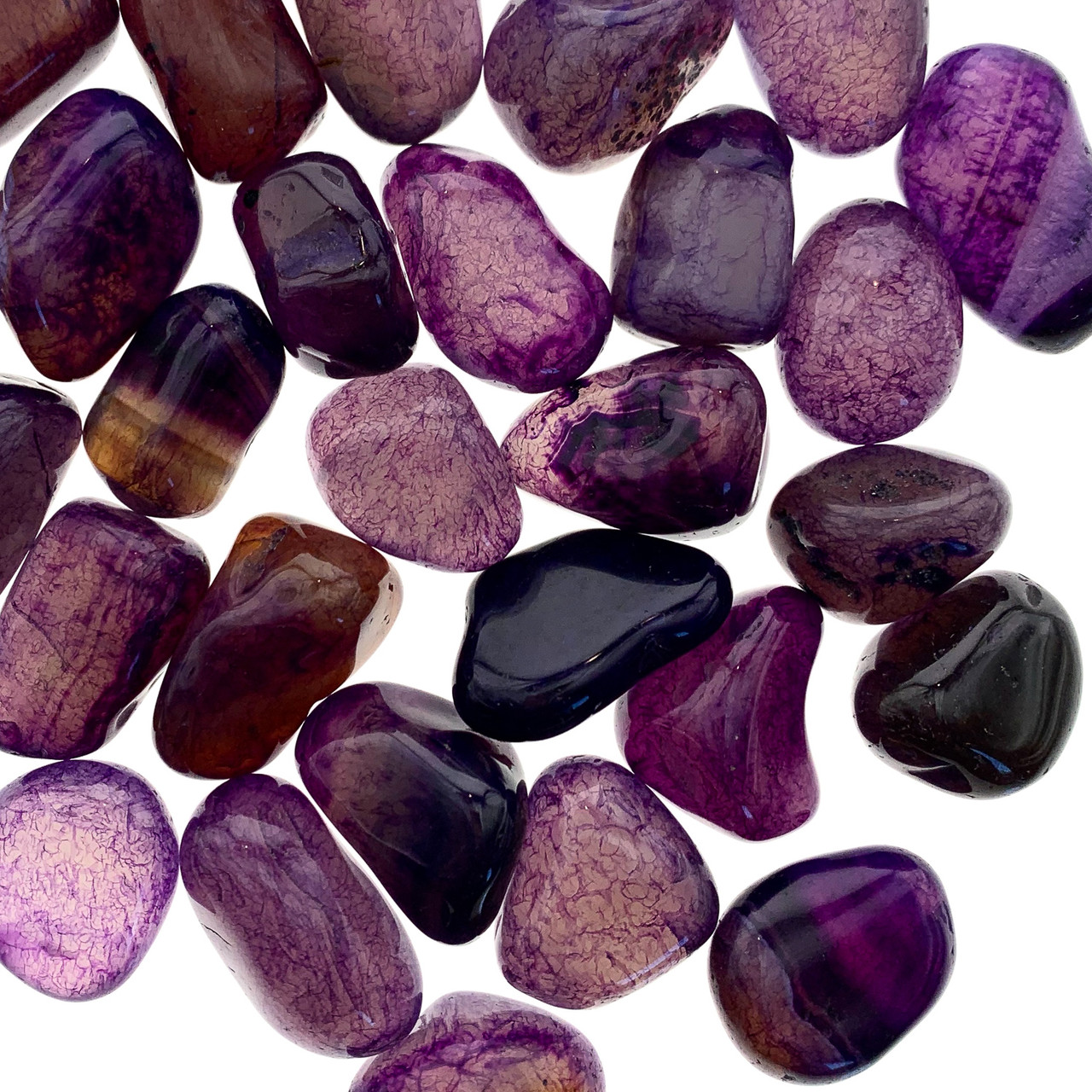 Purple Agate Prayer Beads with Silver Tassel (8mm)