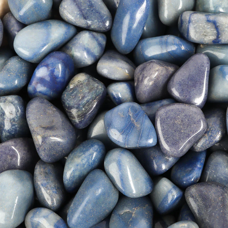 Blue Quartz Prayer Beads with Silver Tassel (8mm)