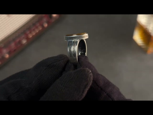 Men's Silver Ring with Tiger's Eye - Classic Minimalist Design