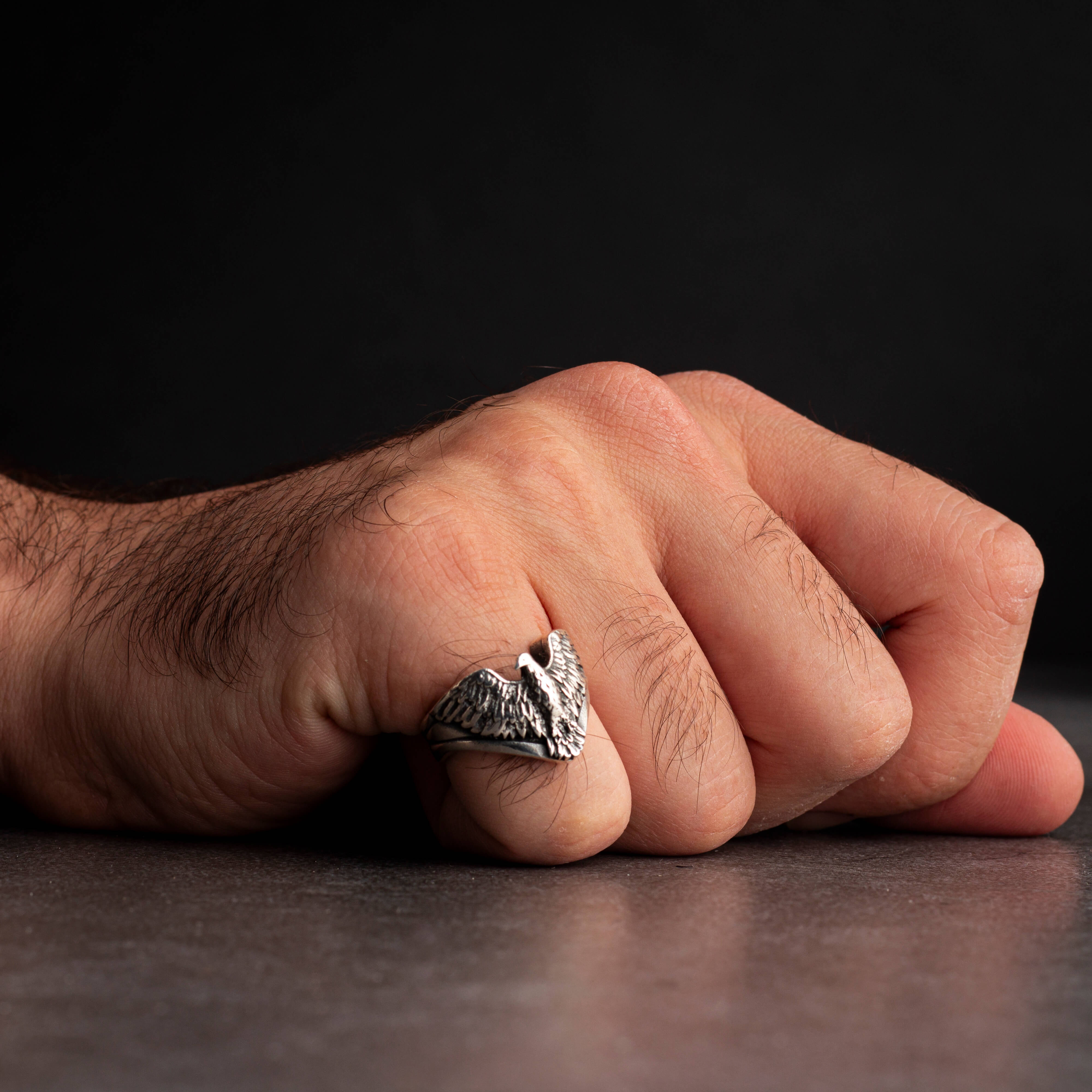 Men’s Sterling Silver Ring with Eagle Design